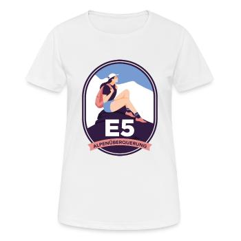 E5 - Alpine Crossing - Frauen T-Shirt atmungsaktiv - Weiß - Vorne - AI Model Female 172 dark (172cm)