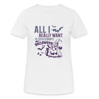 Je veux célébrer Halloween - T-shirt respirant Femme - blanc - Devant - AI Model Female 172 dark (172cm)