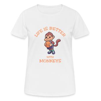 Life Is Better With Basketball Monkeys - Frauen T-Shirt atmungsaktiv - Weiß - Vorne - AI Model Female 172 dark (172cm)