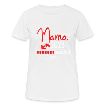 Werdende Mama 2023 Loading - Frauen T-Shirt atmungsaktiv - Weiß - Vorne - AI Model Female 172 dark (172cm)