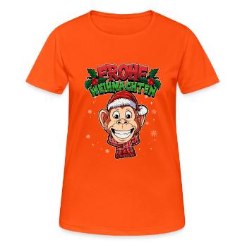 Frohe Weihnachten - Frauen T-Shirt atmungsaktiv - Neonorange - Vorne - AI Model Female 172 dark (172cm)