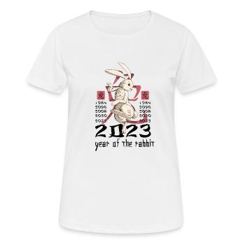 Personnage de lapin chinois Nouvel An - T-shirt respirant Femme - blanc - Devant - AI Model Female 172 dark (172cm)