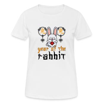 Chinesisches Hase Schriftzeichen Neujahr - Frauen T-Shirt atmungsaktiv - Weiß - Vorne - AI Model Female 172 dark (172cm)
