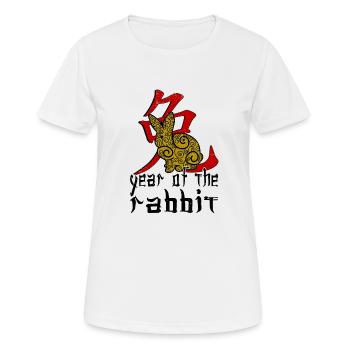 Chinesisches Hase Schriftzeichen Neujahr - Frauen T-Shirt atmungsaktiv - Weiß - Vorne - AI Model Female 172 dark (172cm)