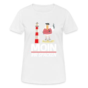 Moin Ihr Spacken Möwe Norddeutsch Plattdeutscher - T-shirt respirant Femme - blanc - Devant - AI Model Female 172 dark (172cm)