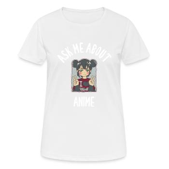 Posez-moi des questions sur l’anime - T-shirt respirant Femme - blanc - Devant - AI Model Female 172 dark (172cm)