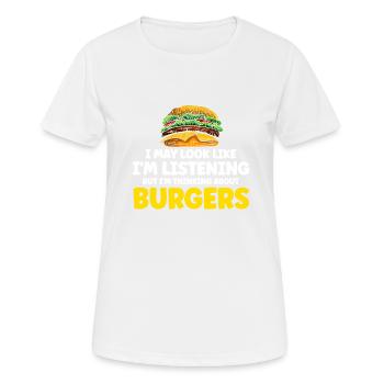 Hamburger Cheesburger Fast Food Burger - T-shirt respirant Femme - blanc - Devant - AI Model Female 172 dark (172cm)