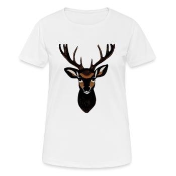 Tête de cerf en automne Bois de cerf Buck Fawn - T-shirt respirant Femme - blanc - Devant - AI Model Female 172 dark (172cm)