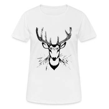 Tête de cerf en automne Bois de cerf Buck Fawn - T-shirt respirant Femme - blanc - Devant - AI Model Female 172 dark (172cm)