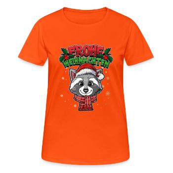 Frohe Weihnachten - Frauen T-Shirt atmungsaktiv - Neonorange - Vorne - AI Model Female 172 dark (172cm)