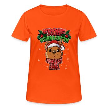 Frohe Weihnachten - Frauen T-Shirt atmungsaktiv - Neonorange - Vorne - AI Model Female 172 dark (172cm)