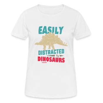 Easily Distracted By Dinosaurs - Frauen T-Shirt atmungsaktiv - Weiß - Vorne - AI Model Female 172 dark (172cm)