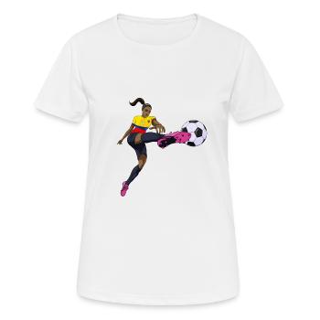 Ecuadorian National Soccer Team I Football Ecuador - Frauen T-Shirt atmungsaktiv - Weiß - Vorne - AI Model Female 172 dark (172cm)