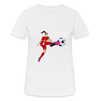 Tunisian National Soccer Team I Football Tunisia - Frauen T-Shirt atmungsaktiv - Weiß - Vorne - AI Model Female 172 dark (172cm)
