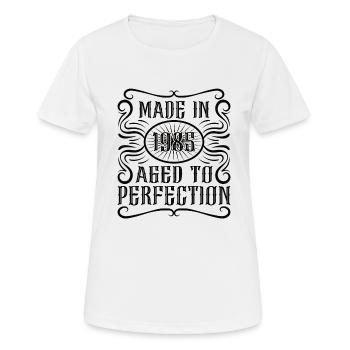 Année de naissance 1985 Anniversaire Années 80 Année de construction - T-shirt respirant Femme - blanc - Devant - AI Model Female 172 dark (172cm)