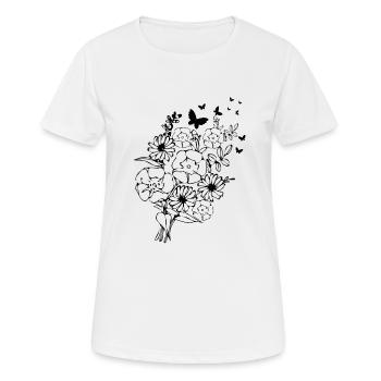 Fleurs roses Roses fleurs tropicales - T-shirt respirant Femme - blanc - Devant - AI Model Female 172 dark (172cm)