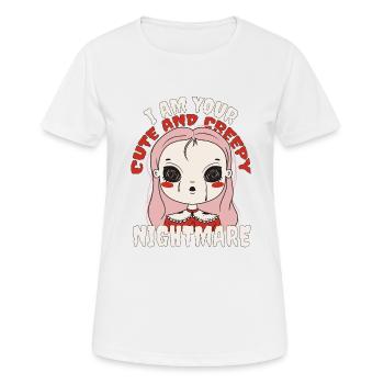 Creepy Girl Cute Creepy Nightmare Halloween - Women's Breathable T-Shirt - white - Front - AI Model Female 172 dark (172cm)