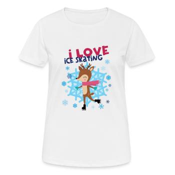 I Love Ice Skating Eis Schlittschuhe Eisläuferin - Frauen T-Shirt atmungsaktiv - Weiß - Vorne - AI Model Female 172 dark (172cm)
