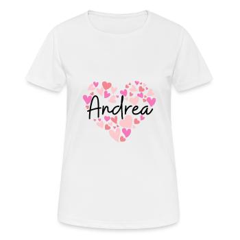 J’aime Andrea - des cœurs pour Andrea - T-shirt respirant Femme - blanc - Devant - AI Model Female 172 dark (172cm)