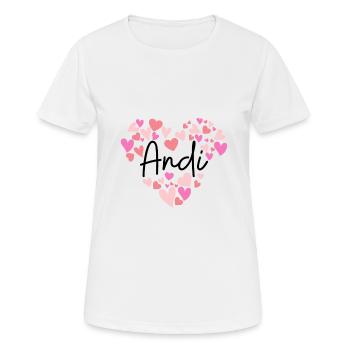 I love Andi - hearts for Andi - Women's Breathable T-Shirt - white - Front - AI Model Female 172 dark (172cm)