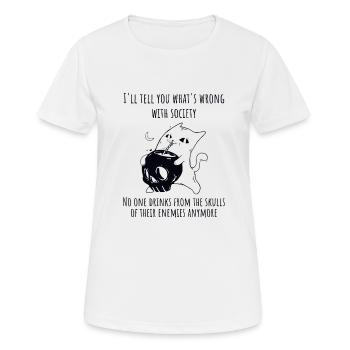 Trink aus dem Schädel deines Feindes - Böse Katze - Frauen T-Shirt atmungsaktiv - Weiß - Vorne - AI Model Female 172 dark (172cm)