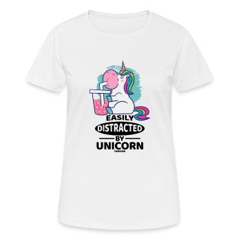 Facilement distrait par la licorne - T-shirt respirant Femme - blanc - Devant - AI Model Female 172 dark (172cm)