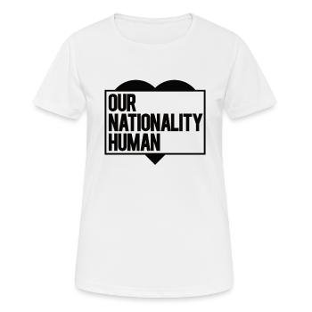 Nationalité Homme Contre le racisme Droits de l’homme - T-shirt respirant Femme - blanc - Devant - AI Model Female 172 dark (172cm)