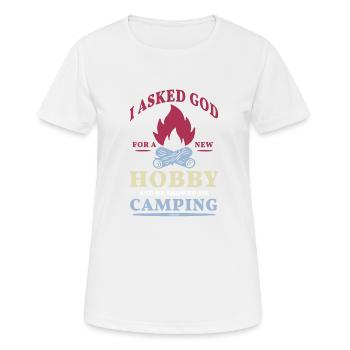 Camping Lagerfeuer Gott Gebet - Frauen T-Shirt atmungsaktiv - Weiß - Vorne - AI Model Female 172 dark (172cm)