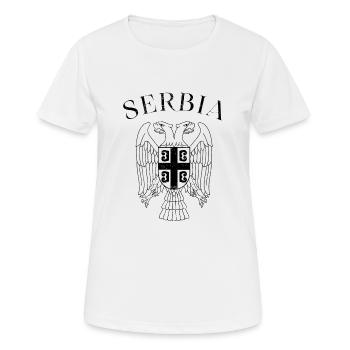 Drapeau des armoiries de l’aigle de Serbie - T-shirt respirant Femme - blanc - Devant - AI Model Female 172 dark (172cm)