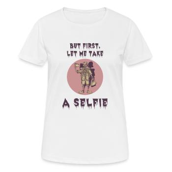 Mais d’abord, laissez-moi prendre un selfie - T-shirt respirant Femme - blanc - Devant - AI Model Female 172 dark (172cm)