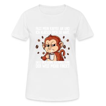Fass mein Kaffee an und ich klatsch dich Kaffee - Frauen T-Shirt atmungsaktiv - Weiß - Vorne - AI Model Female 172 dark (172cm)