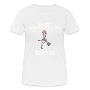 Facilement distrait par le tennis - T-shirt respirant Femme - blanc - Devant - AI Model Female 172 dark (172cm)