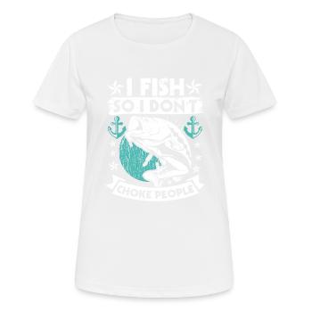 Je pêche pour ne pas étouffer les gens - T-shirt respirant Femme - blanc - Devant - AI Model Female 172 dark (172cm)