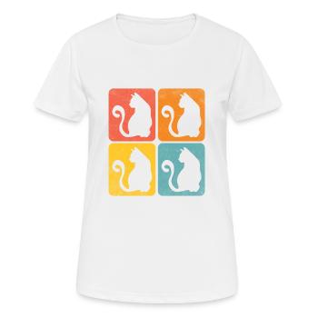 chat retro color shapes - T-shirt respirant Femme - blanc - Devant - AI Model Female 172 dark (172cm)