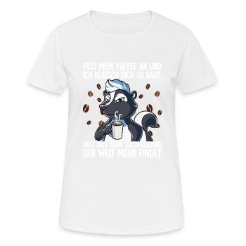 Fass mein Kaffee an und ich klatsch dich Kaffee - Frauen T-Shirt atmungsaktiv - Weiß - Vorne - AI Model Female 172 dark (172cm)