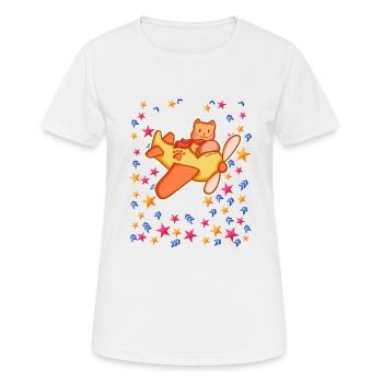 Cat pilot in the starry sky - Women's Breathable T-Shirt - white - Front - AI Model Female 172 dark (172cm)