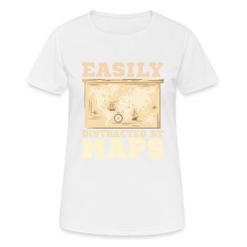 Easily distracted by maps geography mapping - Women's Breathable T-Shirt - white - Front - AI Model Female 172 dark (172cm)