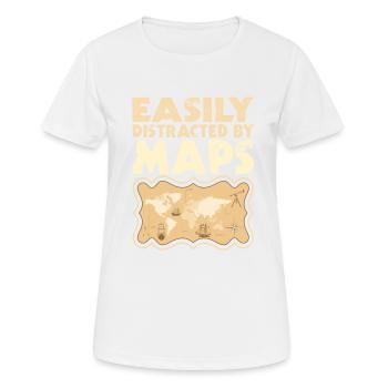 Easily distracted by Maps Geography Mapping - Women's Breathable T-Shirt - white - Front - AI Model Female 172 dark (172cm)