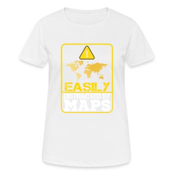 Easily distracted by Maps Geography Mapping - Women's Breathable T-Shirt - white - Front - AI Model Female 172 dark (172cm)