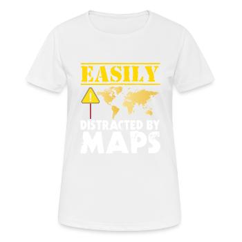 Easily distracted by maps geography mapping - Women's Breathable T-Shirt - white - Front - AI Model Female 172 dark (172cm)
