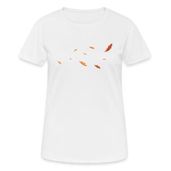 Minimalist leaves blowing in the wind - Women's Breathable T-Shirt - white - Front - AI Model Female 172 dark (172cm)