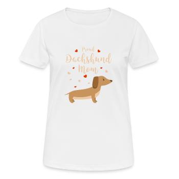 Lustiges Dackel Mama Geschenk Proud Dachshund Mom - Frauen T-Shirt atmungsaktiv - Weiß - Vorne - AI Model Female 172 dark (172cm)