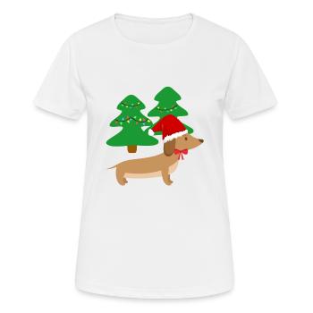Cadeau de chien de forêt teckel de Noël - T-shirt respirant Femme - blanc - Devant - AI Model Female 172 dark (172cm)