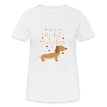 stolzes Dackel Frauchen Hund Geschenk - Frauen T-Shirt atmungsaktiv - Weiß - Vorne - AI Model Female 172 dark (172cm)