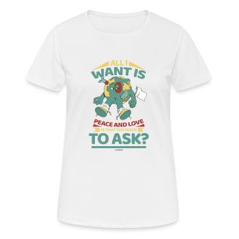 Die Erde möchte den Weltfrieden - Frauen T-Shirt atmungsaktiv - Weiß - Vorne - AI Model Female 172 dark (172cm)