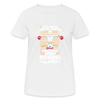 Certains héros portent des capes Certains héros portent de la boxe Glo - T-shirt respirant Femme - blanc - Devant - AI Model Female 172 dark (172cm)