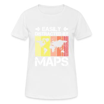 Facilement distrait par les cartes Carte de professeur de géographie - T-shirt respirant Femme - blanc - Devant - AI Model Female 172 dark (172cm)