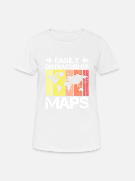Leicht Abgelenkt Von Karten Geographie Lehrerkarte - Andningsaktiv T-shirt dam - vit