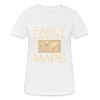 Facilement distrait par les cartes Carte de professeur de géographie - T-shirt respirant Femme - blanc - Devant - AI Model Female 172 dark (172cm)