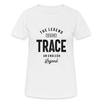 Benutzerdefinierter Name der Ablaufverfolgung - Frauen T-Shirt atmungsaktiv - Weiß - Vorne - AI Model Female 172 dark (172cm)